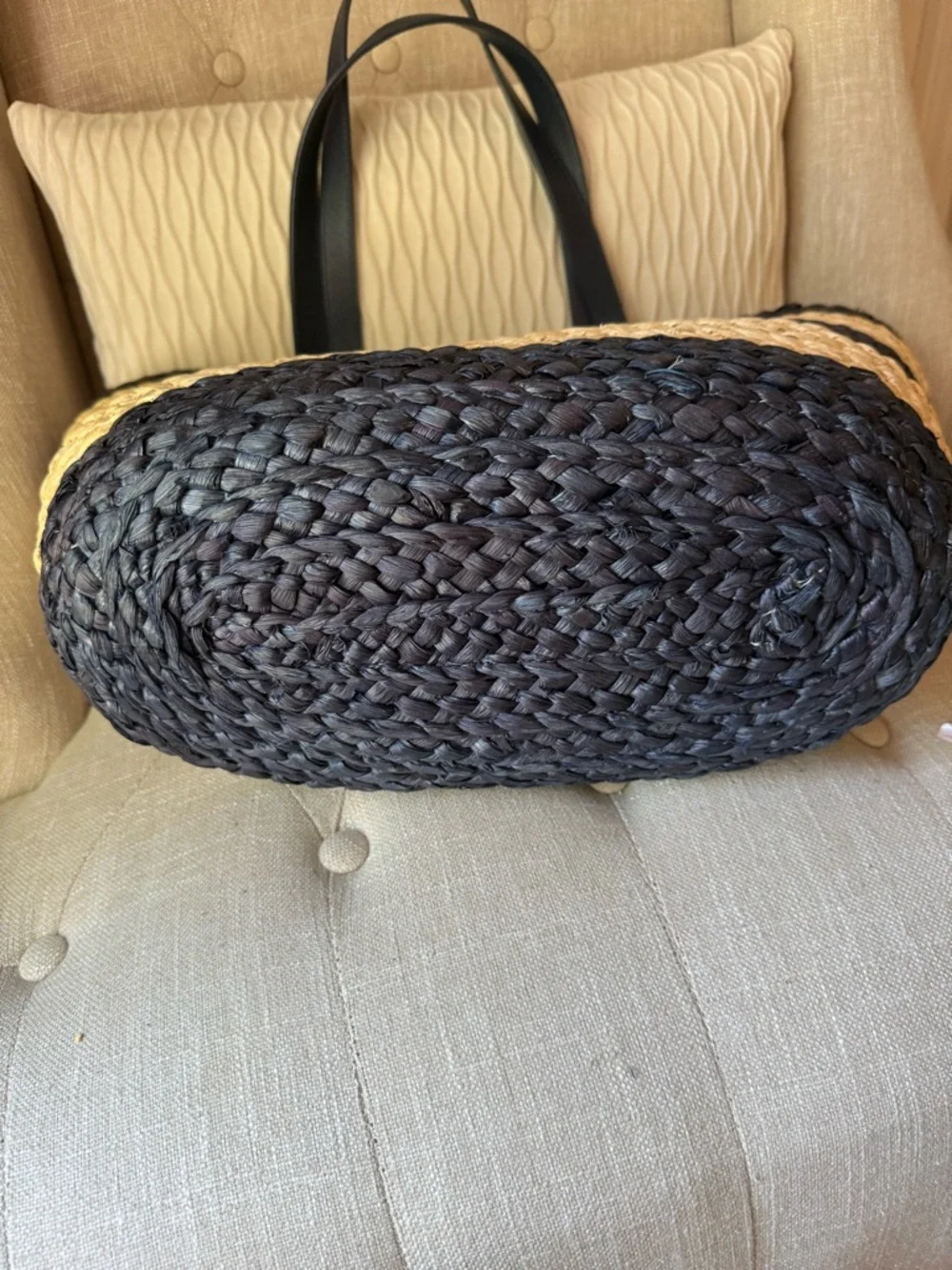 Kate Spade Shore Thing Out and About Straw Tote Beach Bag Striped